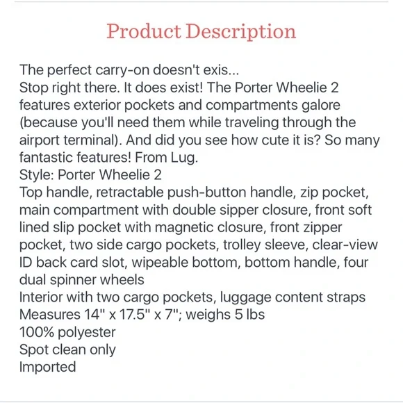 Lug Gray Quilted Carry On Travel Bag with Wheels - Picture 12 of 12